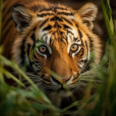 Fototapeta premium Tiger, Wildlife Photography, Generative AI