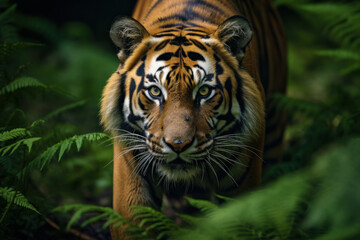 Fototapeta premium Tiger, Wildlife Photography, Generative AI
