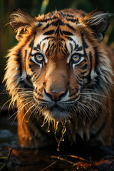 Fototapeta premium Tiger, Wildlife Photography, Generative AI