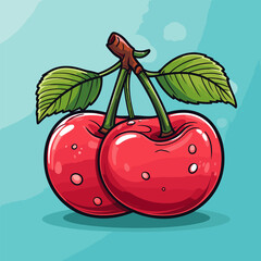 Cherry. Cherry hand-drawn comic illustration. Vector doodle style cartoon illustration.