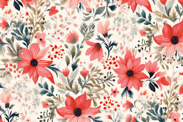 drawing textile spring flower art leaf fabric pattern wallpaper summer. Generative AI.