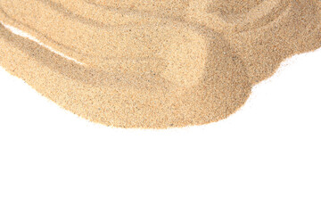 Fototapeta na wymiar Pile of dry beach sand isolated on white