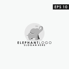 Elephant King With Crown Modern Logo Design With Flat Style Vector Template Isolated In Shape