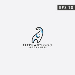 Obraz premium Elephant Line Logo Design Vector Template With Logogram Style