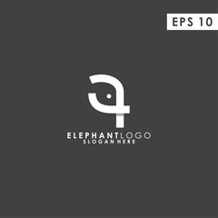 Line Of Elephant Head Modern Logo Design Vector Template With Flat Style