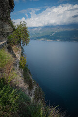Lake Garda Italy in the summer on the cliffs