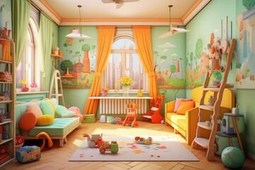 Kindergarten colorful interior. Generate Ai