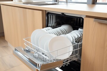 Kitchen furniture dishwasher work. Generate Ai