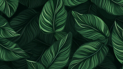 Naklejka na ściany i meble Tropical leaf line art background vector