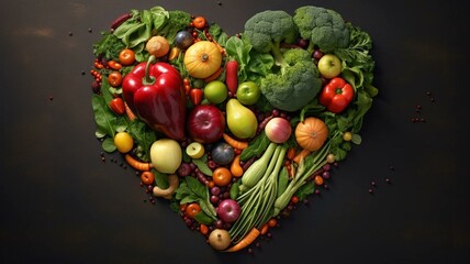 Obraz na płótnie Canvas Heart made of fruit and vegetables
