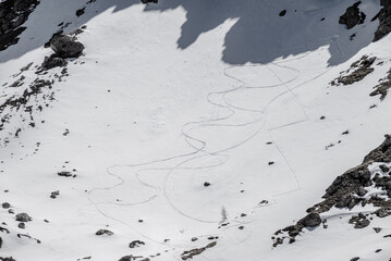 Ski area in the mountains in Livinallongo del Col di Lana in Italy Dolomites