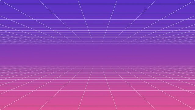 3D futuristic visualisation of metaverse immersive virtual world with endless space from grid, 4K seamless sci-fi animated background