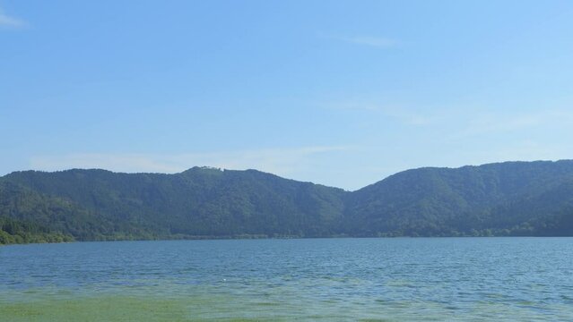 Scenery of a lake called Lake Yogo in Shiga Prefecture, Japan, summer