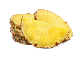 Slices of tasty ripe pineapple isolated on white