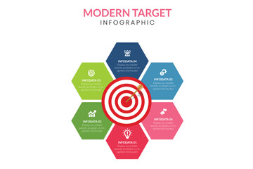 Business infographic goals template with target 
