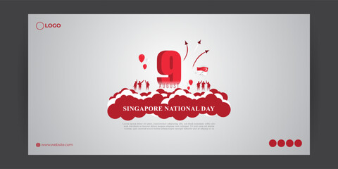 Vector illustration of Singapore National Day social media story feed mockup template
