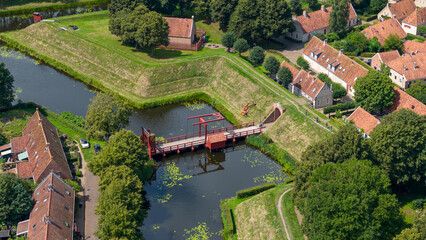 Naklejka premium Aerial drone photo of fort Bourtange in Groningen