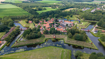 Aerial drone photo of fort Bourtange in Groningen