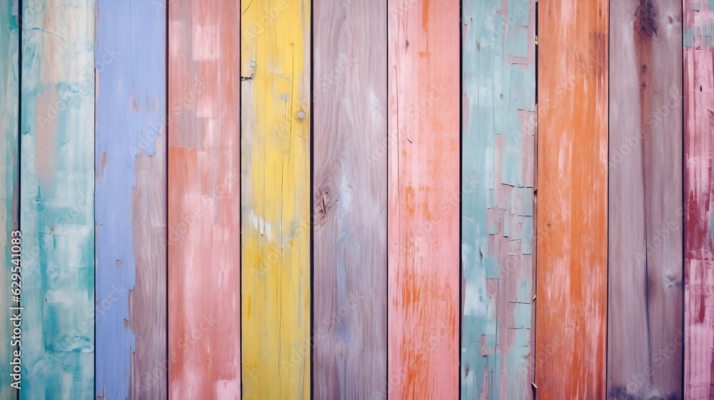 Poster Generative AI : Vector colorful pastel wooden background with place for your text