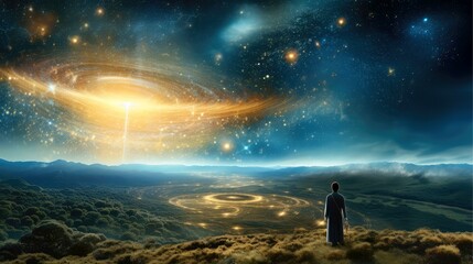 Fototapeta premium Psychic waves experimentation, psychedelia, and bold mental, emotional, and spiritual journey, journey into wellness with psychic waves, Generative AI illustration