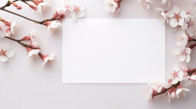 Generative AI : Wedding invitation or Mother's Day background, empty space surrounded with flowers, top view peonies