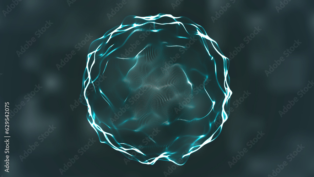 Aufkleber abstract liquid geometric sphere . abstract motion graphic with fluid particles moving in sphere. vi