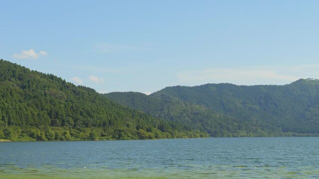 Scenery of a lake called Lake Yogo in Shiga Prefecture, Japan, summer