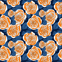 pattern is a white and blue rose seamless