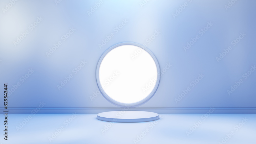 Poster abstract geometric round podium. modern illustration for product promotion, showcase banner. light b