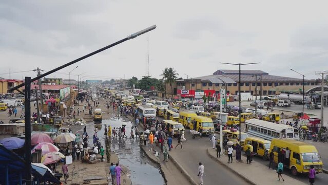 28 July 2023, Lagos Nigeria: Outdoor view of Ile epo road located close to Ile epo market in Agege, Lagos Nigeria