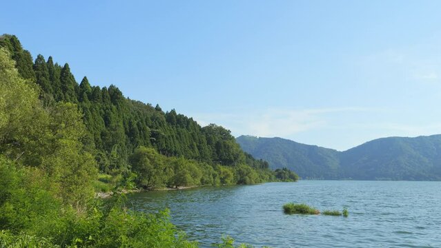 Scenery of a lake called Lake Yogo in Shiga Prefecture, Japan, summer