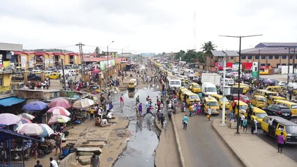 28 July 2023, Lagos Nigeria: Outdoor view of Ile epo road located close to Ile epo market in Agege, Lagos Nigeria