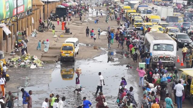 28 July 2023, Lagos Nigeria: Outdoor view of Ile epo road located close to Ile epo market in Agege, Lagos Nigeria