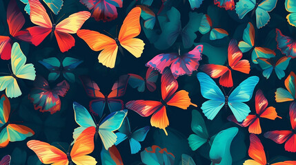 background seamles pattern full of colorful butterflies 