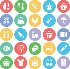 Fototapeta premium Set of Fashion Products Bold Line Icons