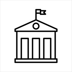 City hall building line icon, line vector sign, isolated on white background, Capitol symbol, logo illustration, Editable stroke, eps 10.