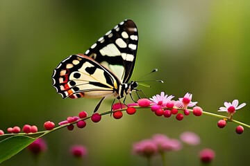 Naklejka premium butterfly on flower generated by AI