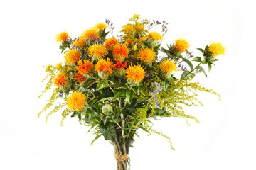Bouquet made of orange flowers isolated on white background