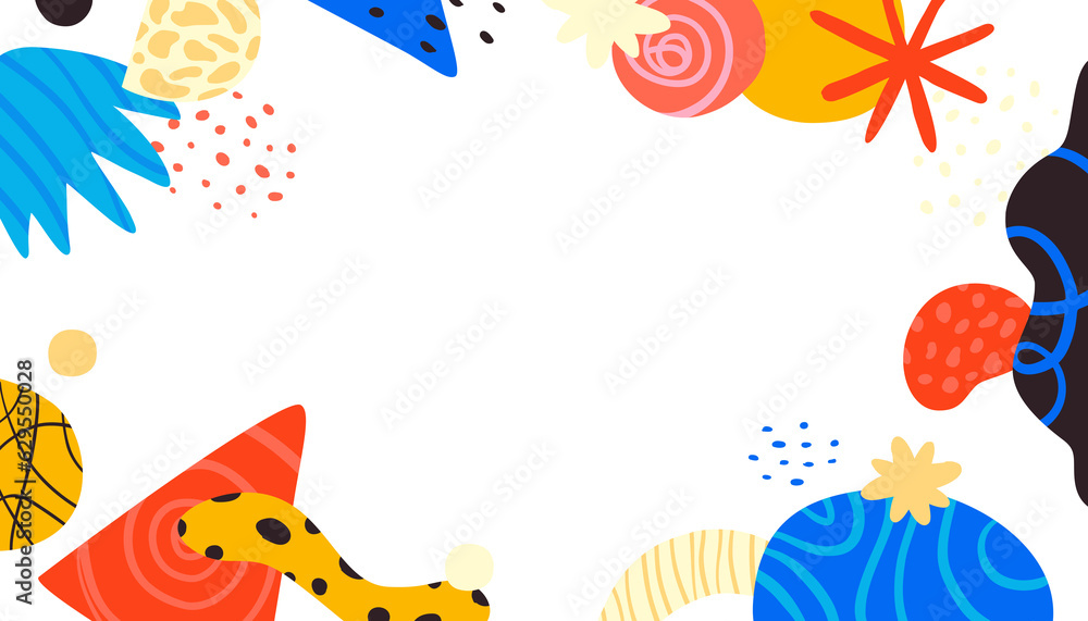 Poster Png abstract creative background in minimal trendy style with copy space for text and modern art shapes - digital collage, horizontal design template for social media and websites