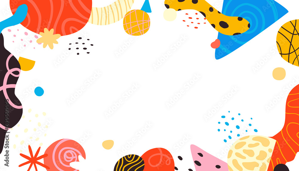 Poster Png abstract creative background in minimal trendy style with copy space for text and modern art shapes - digital collage, horizontal design template for social media and websites