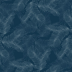 Hand drawn seamless pattern with fir branches and hanging decoration, great for christmas banners, wallpapers, wrapping, textiles - vector design
