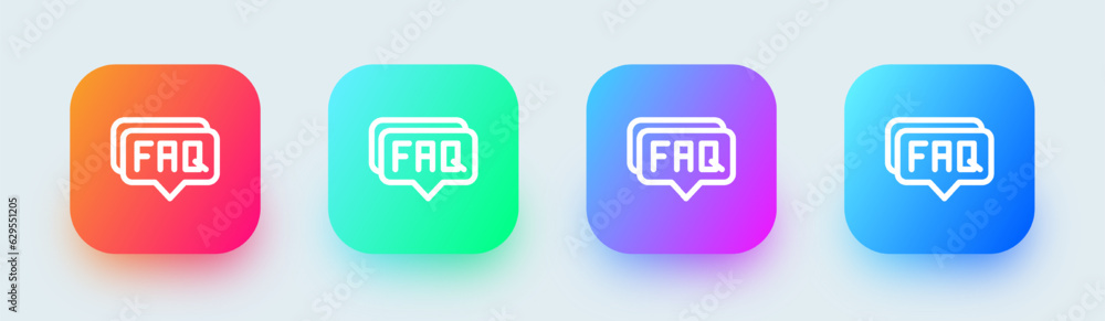 Poster faq line icon in square gradient colors. question signs vector illustration.
