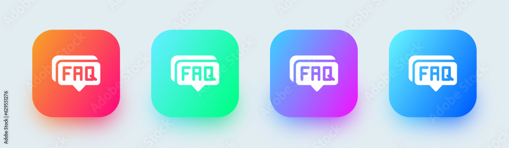 Poster faq solid icon in square gradient colors. question signs vector illustration.