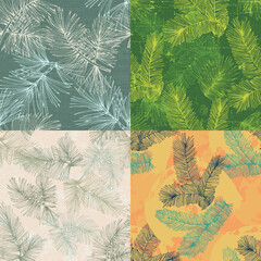 Hand drawn seamless pattern with fir branches and hanging decoration, great for christmas banners, wallpapers, wrapping, textiles - vector design