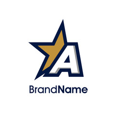 Obraz premium Initial A Gold Star Logo