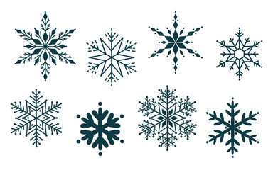 Hand drawn snowflakes icons set. Vector illustration. 