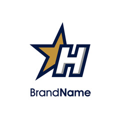 Initial H Gold Star Logo
