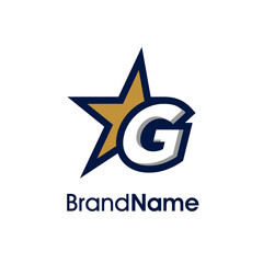 Obraz premium Initial G Gold Star Logo
