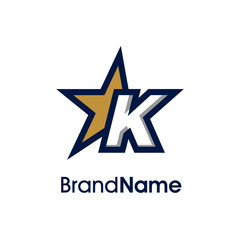 Obraz premium Initial K Gold Star Logo