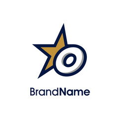 Initial O Gold Star Logo